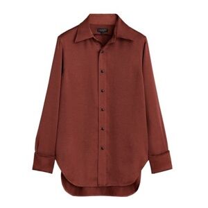 RAG & BONE Delphine Satin Shirt in MAHOGANY (Small)